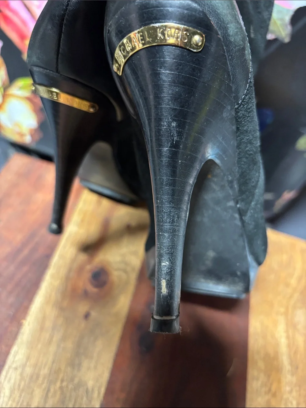 Michael Kors Black Suede High-Heel Ankle Boots